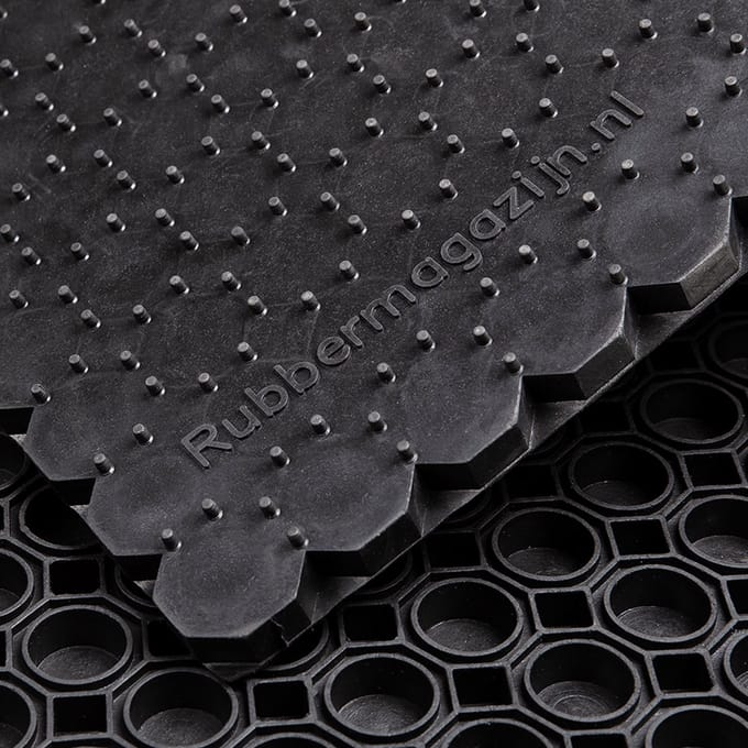 Rubbermat - Rubber Ringmat met Gesloten bodem - Heavy Duty - 100x100x2,2cm - werkplaatsmat - entreemat - schoonloopmat