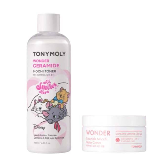TONYMOLY Wonder Ceramide Mochi Toner 500ml + Aqua Moisture Cream 300ml Ensemble white