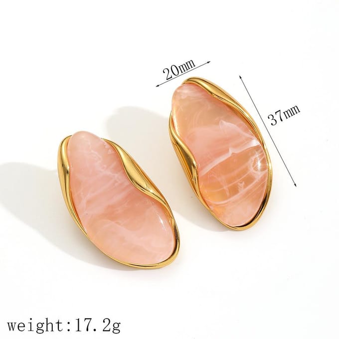 Nouvelles Boucles d'Oreilles Ambre Résine Acier Inoxydable Boucles d'Oreilles