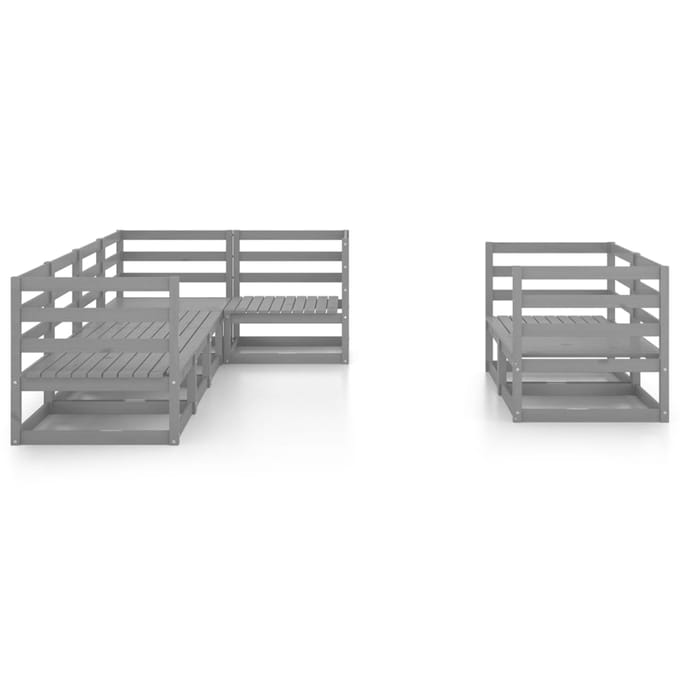 vidaXL - 7-delige - Loungeset - massief - grenenhout - grijs
