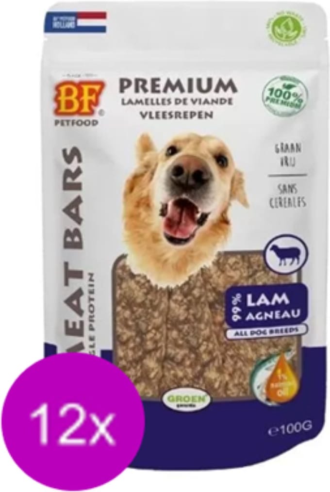 12x Biofood Meat Bars Lam - 100% Mono Proteïne - Hondensnack - 100g