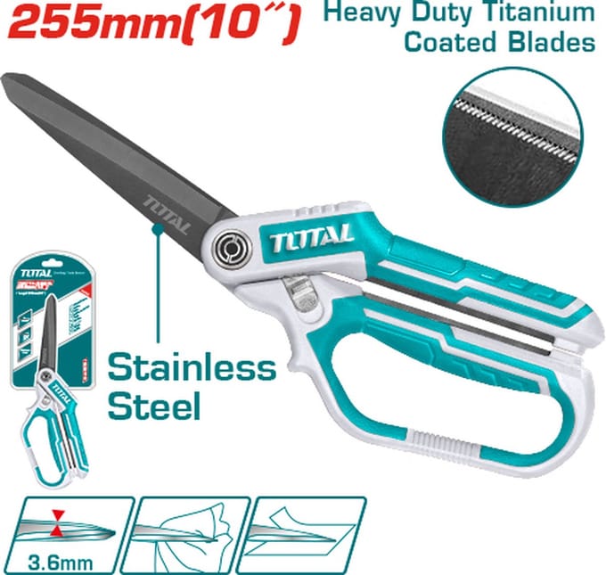 Total Tools Titanium geplateerde schaar - 3,6mm bladdikte