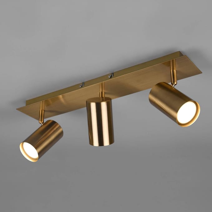 Trio Lighting Marley plafondspot, antiek messing, 3-lamps