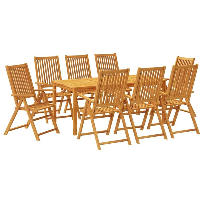 vidaXL - 9-delige - Tuinset - 180x90x75 - cm - massief - acaciahout