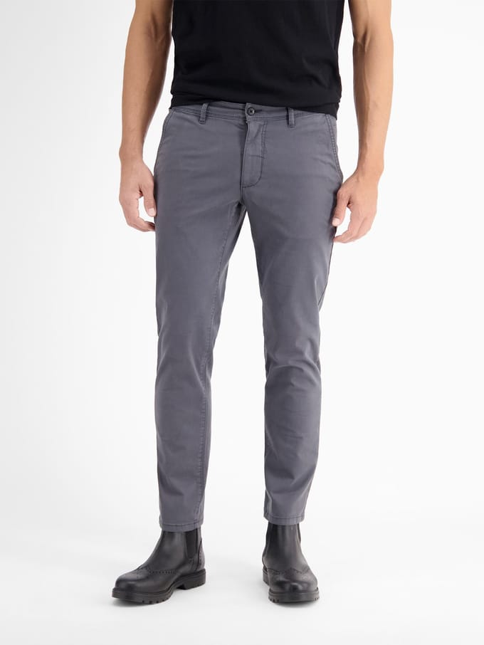 LERROS Basic chino van gestructureerde stof, slim fit , Maat: W38_L32 , Kleur: DARK GRAPHITE , 80% katoen, 17% lyocell, 3% elastaan