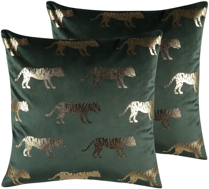 BLUEBELL - Sierkussen set van 2 - Donkergroen - 45 x 45 cm - Fluweel