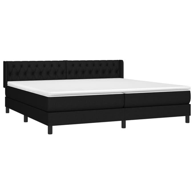 vidaXL - Boxspring - met - matras - stof - zwart - 200x200 - cm