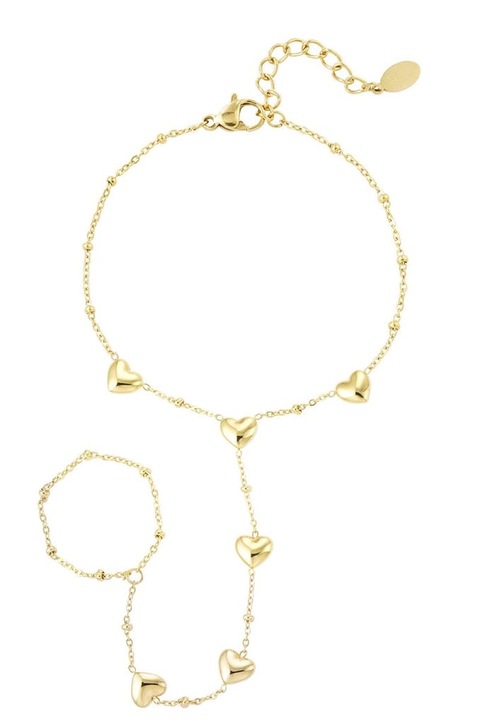 Heart Harmony Handchain - Goudkleur - RVS (Verkleurt niet)
