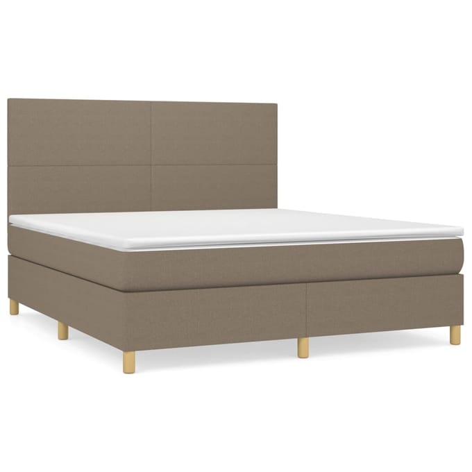 vidaXL - Boxspring - met - matras - stof - taupe - 160x200 - cm