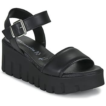 Tamaris Sandalen Met Hak zwart Leer - Maat 36