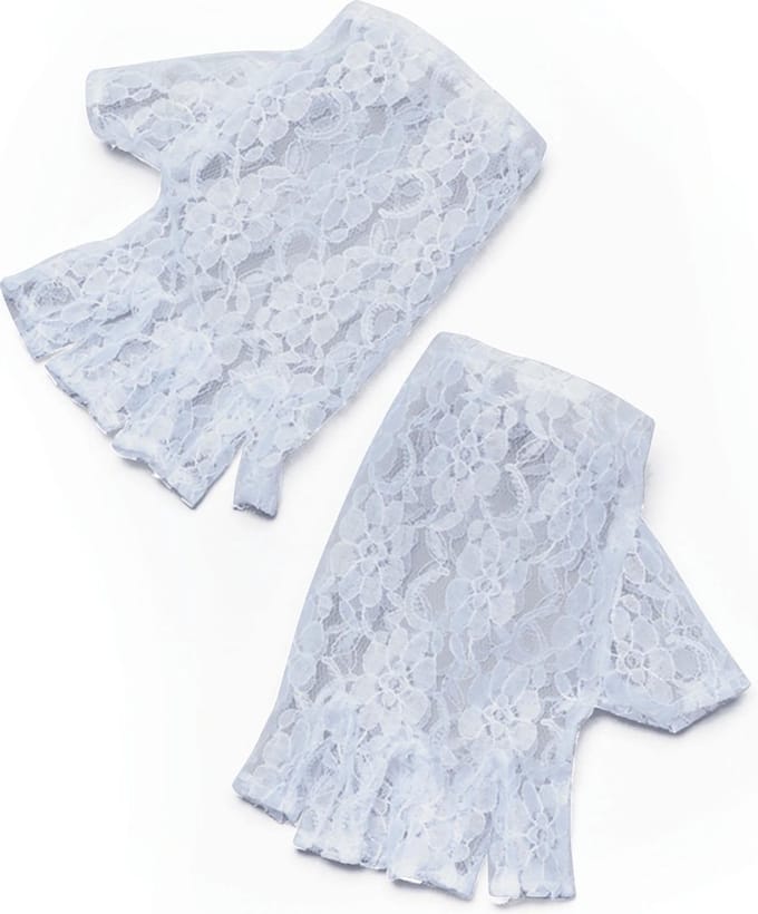 Carnaval verkleed korte kanten handschoenen voor dames - wit - M/XL - polyester