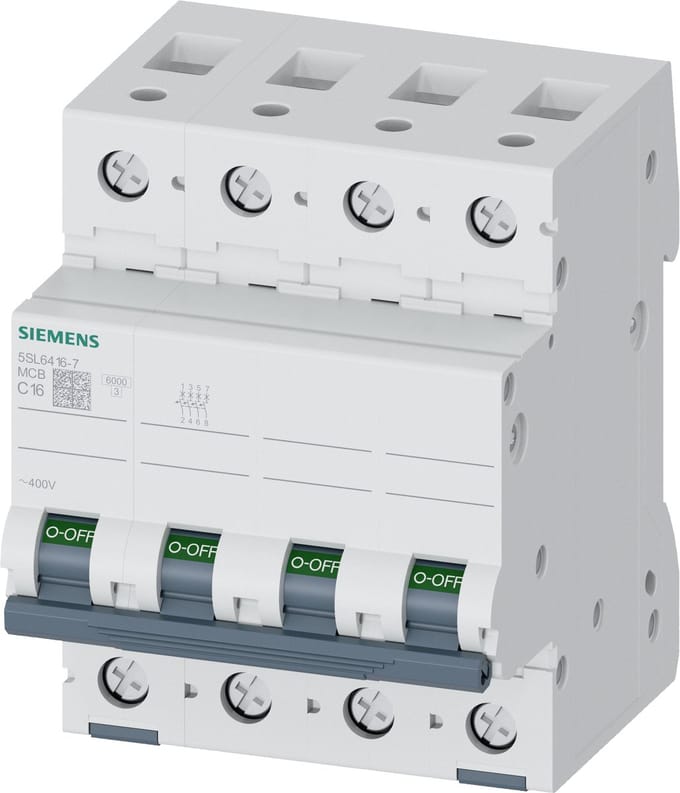 Siemens SENTRON 5SL6 416-7 Aardlekschakelaar MCB 4-Pole C16 16A 400V 6kA