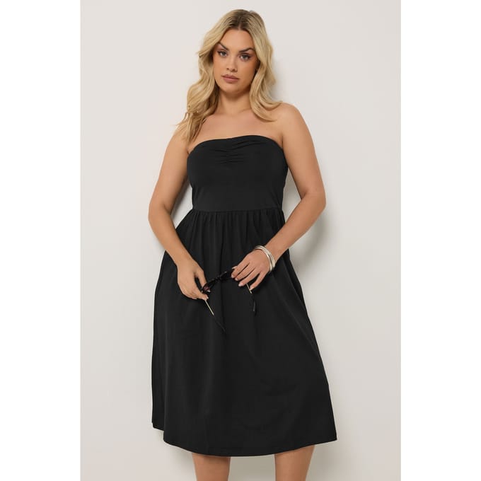 Yours Zwarte Peplum Bandeau Minijurk Size 66-68
