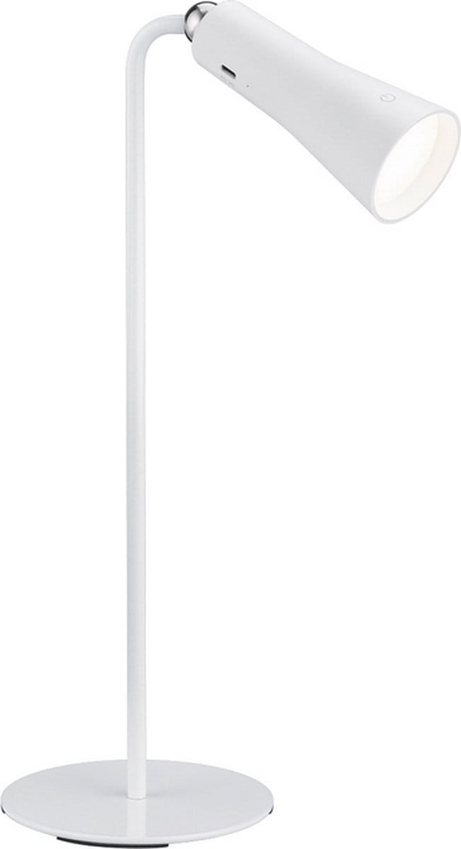 REALITY MAXI - Tafellamp - Wit mat - Oplaadbaar - incl. 1x SMD 2 W - 4-stappen TOUCH - USB-aansluiting - Accuvoeding - Klemlamp