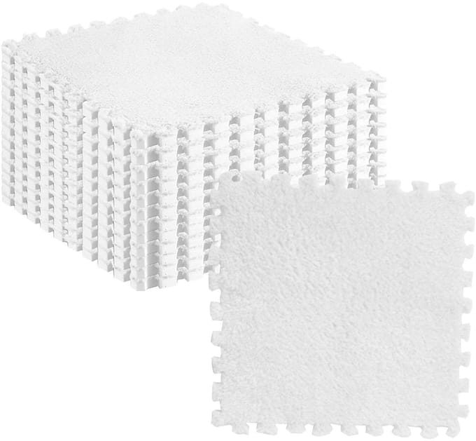 Cosensi - Dailygoods - Pluche Schuim Puzzelmat Tegels (10 Stuks) Wit