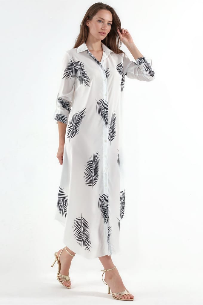 Text Print Maxi Shirt Jurk