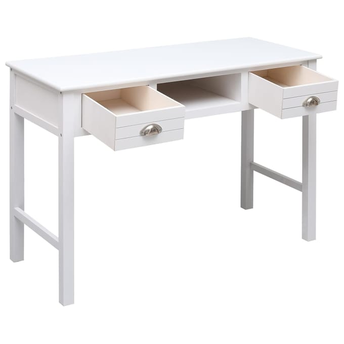 vidaXL - Bureau - 108x45x76 - cm - massief - paulowniahout - wit