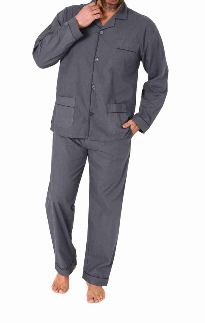 Herenpyjama met lange mouwen en knoopsluiting in elegante optiek