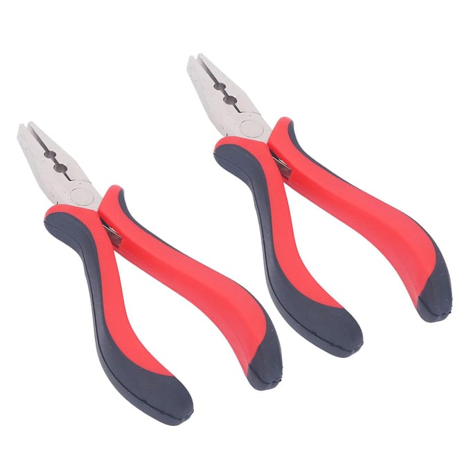 2 stuks Hairextensions Tang Ergonomisch Handvat Antislip 2 Gaten Roestbestendig Hairextensions red