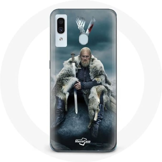 Coque pour Samsung Galaxy A40 Vikings Série Saison 6 Ragnar Lothbrok logo V Epée