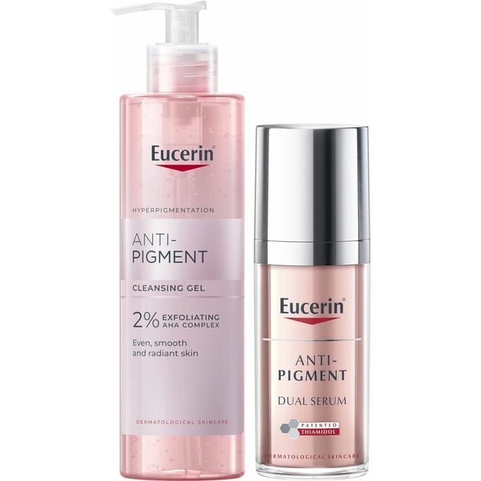 Eucerin Anti-Pigment Cleansing Gel 200ml & Dual Face Serum 30ml for Pigmentation and Dark Spots Bundle
