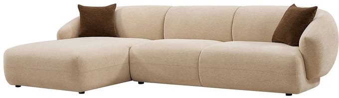 Vente-unique Hoekbank links in getextureerde beige stof MIBASTO