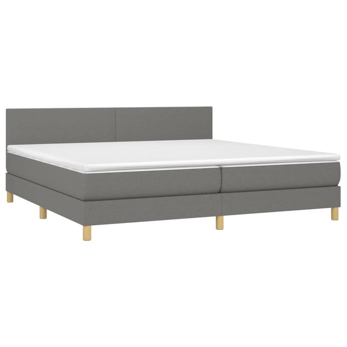 vidaXL - Boxspring - met - matras - en - LED - stof - donkergrijs - 200x200 - cm