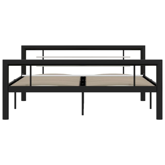 vidaXL - Bedframe - metaal - zwart - en - wit - 120x200 - cm