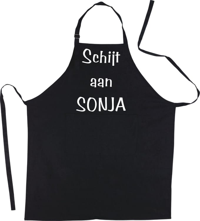 Luxe schort - schijt aan Sonja - zwart