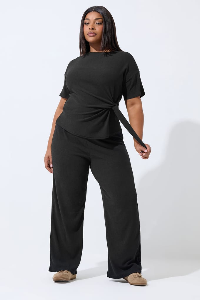 Limited Collection Zwarte Getextureerde Top Met Strik Size 44