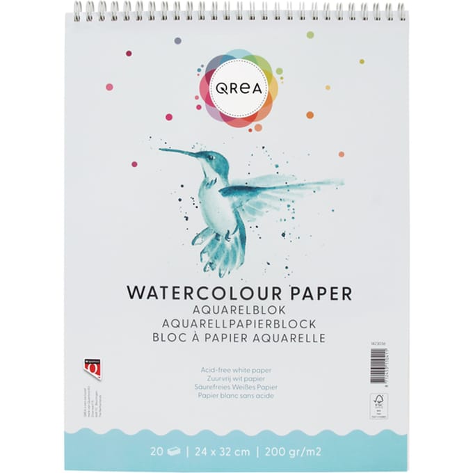 Aquarelblok Qrea 24x32 20 vel 200gr spiraal