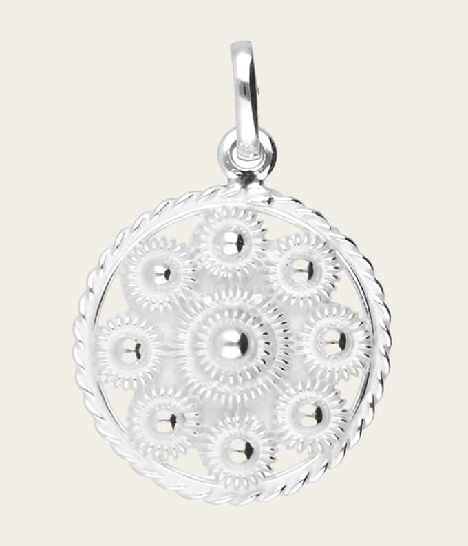 Zilveren Goese platte knop knoop 18 mm. ketting hanger