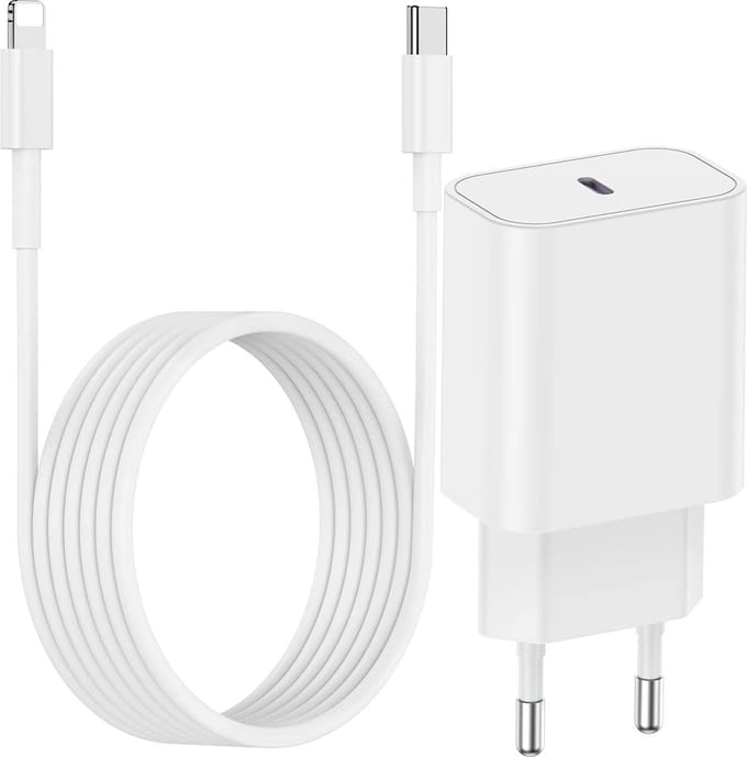 20w usb-C Power Adapter geschikt voor iPhone / iPad / AirPods - Lightning naar usb-C - 2 Meter - Wit