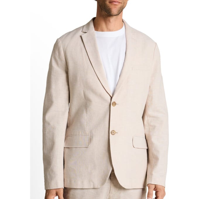 Tom Tailor - Colbert met linnen - Maat 54 - cashew beige chambray