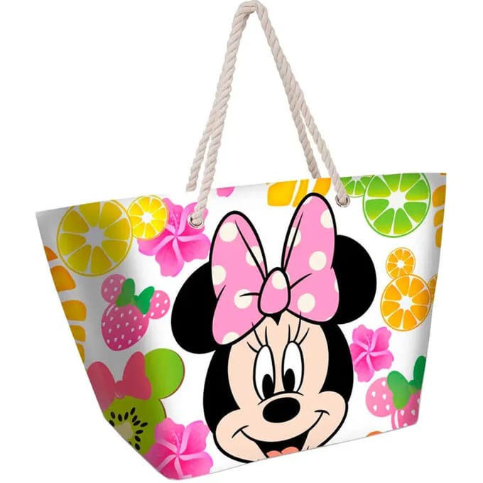 Karactermania - Disney Minnie Mouse Fruit - Strandtas met Rits - Boodschappentas - Wit