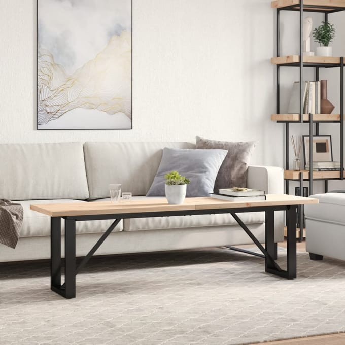 vidaXL - Salontafel - O-frame - 160x40x45,5 - cm - grenenhout - en - staal