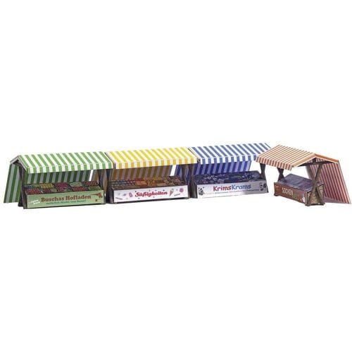 Busch - 4 Marktstande H0 (7/22) *bu1824 - modelbouwsets, hobbybouwspeelgoed voor kinderen, modelverf en accessoires
