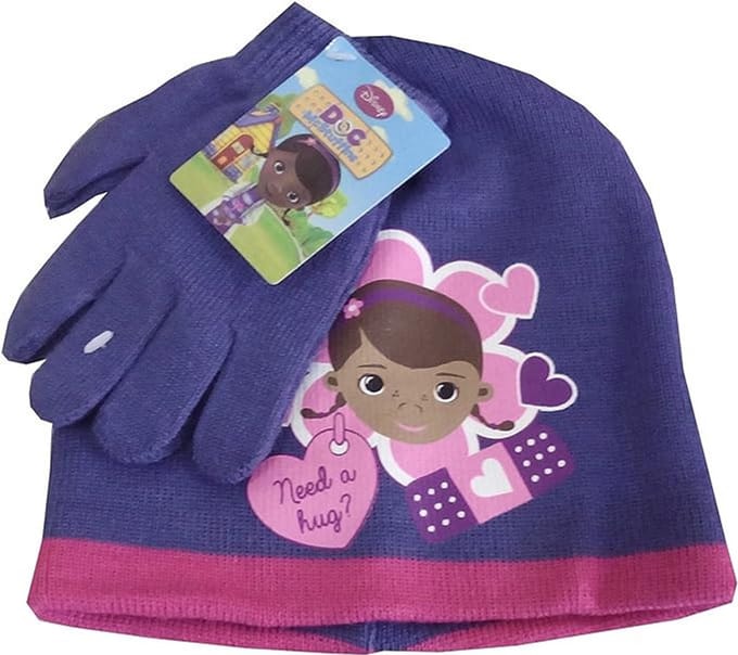 Doc McStuffins Hug Paarse Disney Dr. Plush Kinderhoed + Handschoenenset 52 cm