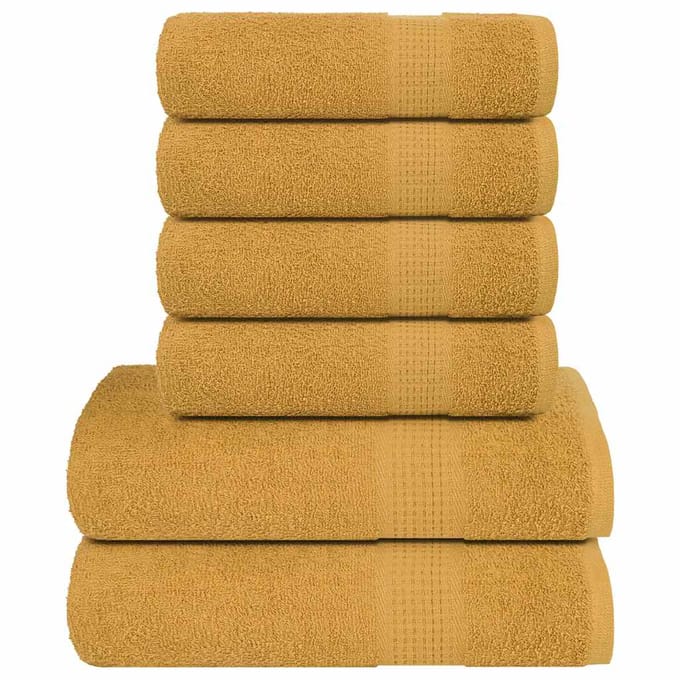 vidaXL - 6-delige - Handdoekenset - FROGN - 360 - g/m² - goud