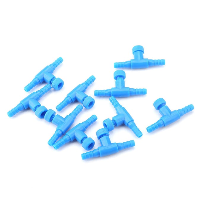 10 stuks Plastic Aquarium Vissenkom 3-weg Luchtpomp Regelventielen blue