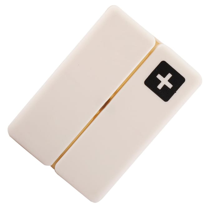 Draagbare Medicijnkoffer Opvouwbare Magnetische Pillendoos Organizer met 7 Vakken(Wit) White black