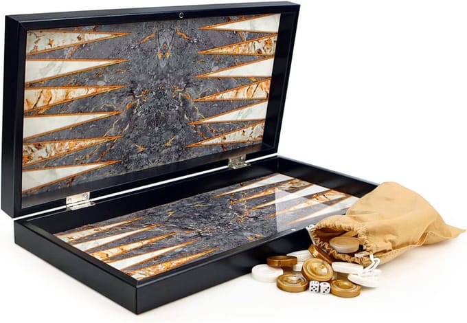 CLVP® Backgammon Koffer – Lederen Bordspel – Reisspel - Zwart