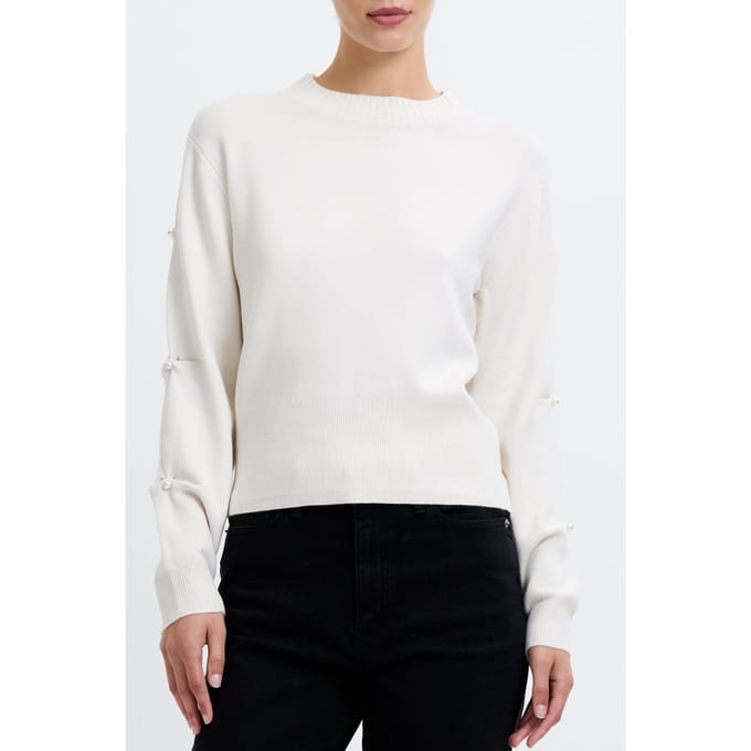 French Connection Babysoft Pearl Slv Crew Classic Cream Taglia: S | Maglioni a maglia Outlet | Donna | Bianco