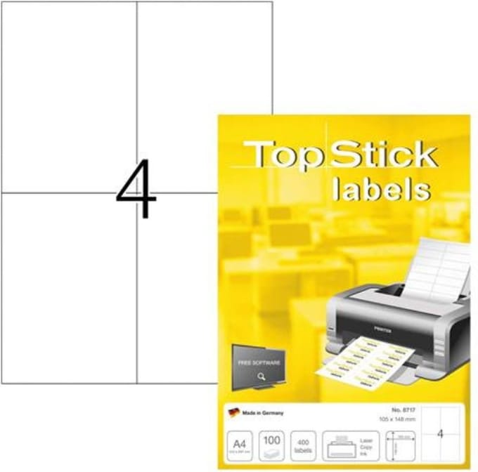 Top Stick 8717 printeretiket Wit Zelfklevend printerlabel