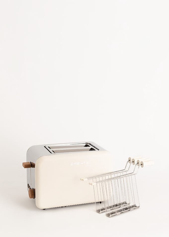 CREATE - Pack TOAST RETRO Klein Broodrooster voor breed brood + SET VAN 2 TOSTIKLEMMEN om Sandwiches