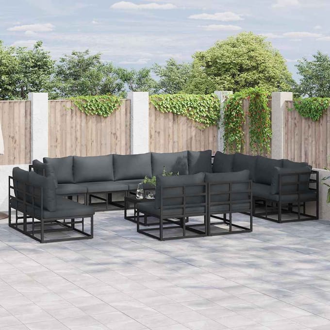 vidaXL - Tuinbank - Set - 13 - st - Zwart - Aluminium