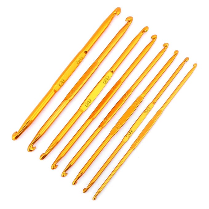 Lot de 8 aiguilles à tricoter à double extrémité en alumine dorée yellow