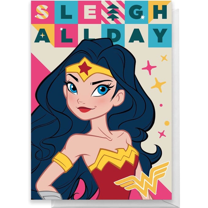 Wonder Woman Sleigh All Day Greetings Card - Large Card