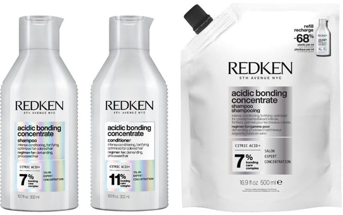 Redken Acidic Bonding Concentrate Shampoo 300ml + Conditioner 300ml + Shampoo Refill 500ml