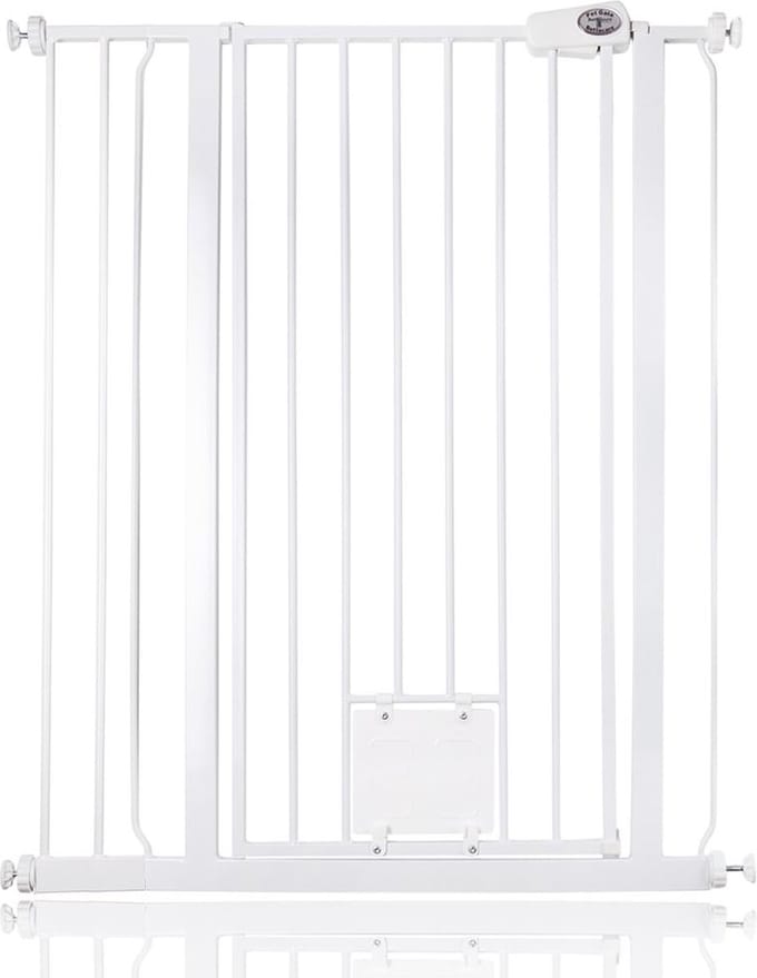 Bettacare Hoog Hek met Kattenluik, 87,9cm - 95,5cm, Wit, 104cm Hoog